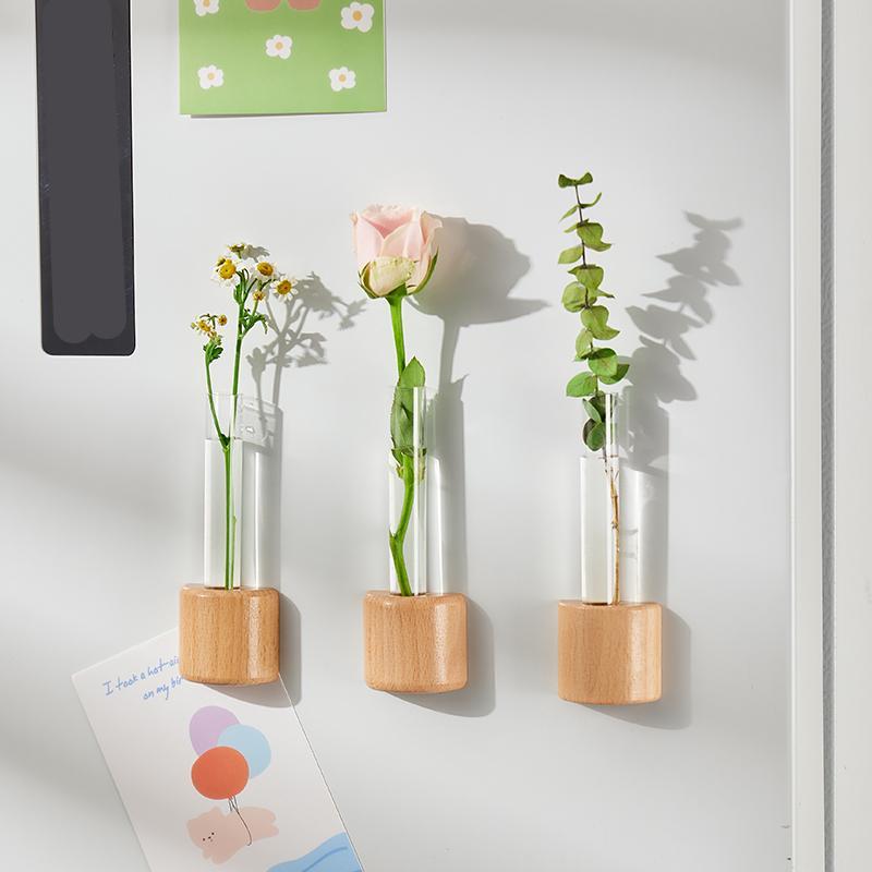 Magnetic Wall Hanging Hydroponic Vase Withou Flower, Creative Refrigerator Magnet, Home Wall Decoration, Hydroponic Plant Holder for Home Kitchen