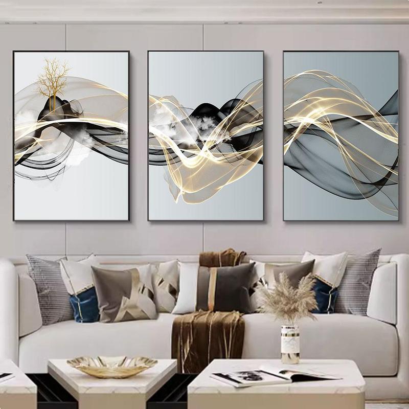 Abstract Wave Pattern Canvas Painting without Frame, 3 Counts set Modern Wall Art Painting, Wall Art  Canvas Art Decor for Home Living Room Bedroom Office School