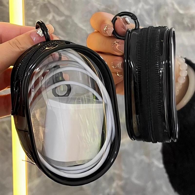 Transparent Mini Charger Data Cable Storage Bag, 2 Counts set Waterproof Portable Storage Bag, for Storing Cables, Chargers, Headphones, Jewelry