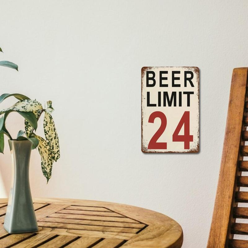 Beer Limit 24 Wall Art Sign, Vintage Iron Beer Themed Sign Wall Ornament, Home Kitchen Bar Shop Party Decor