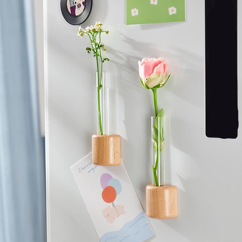 Magnetic Wall Hanging Hydroponic Vase Withou Flower, Creative Refrigerator Magnet, Home Wall Decoration, Hydroponic Plant Holder for Home Kitchen