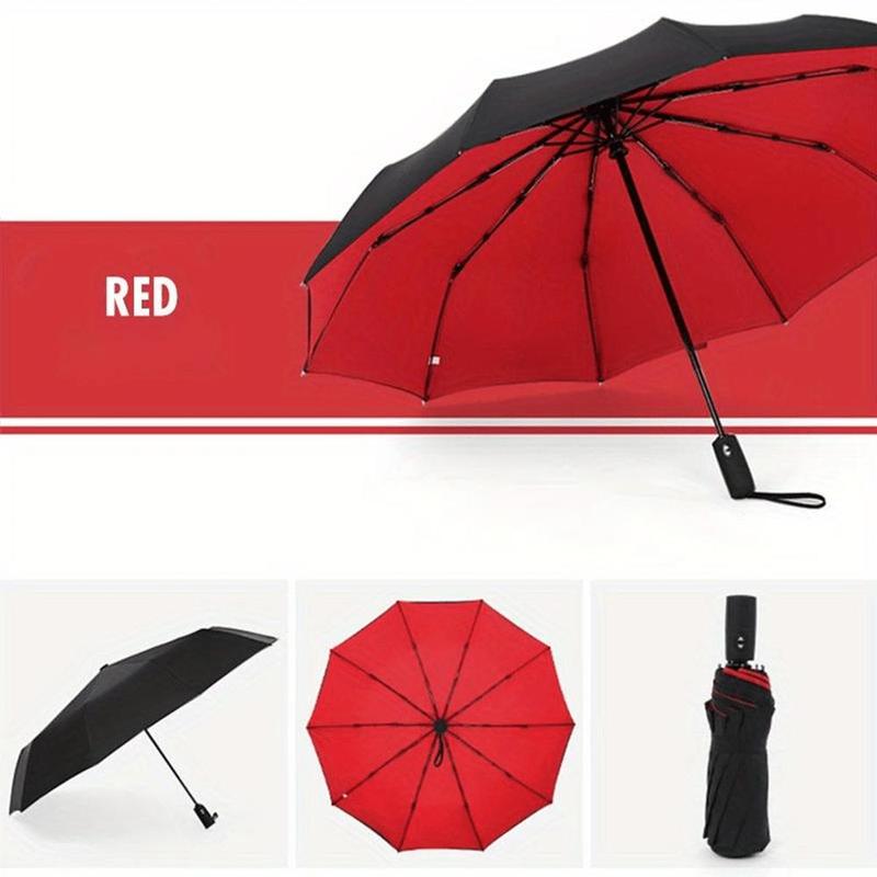 Windproof Double Layer Umbrella, 1 Count 10 Ribs Anti-slip Grip Handle Automatic Umbrellas For Music Festival, Unisex Business Large Umbrella for Sunny and Rainy Days