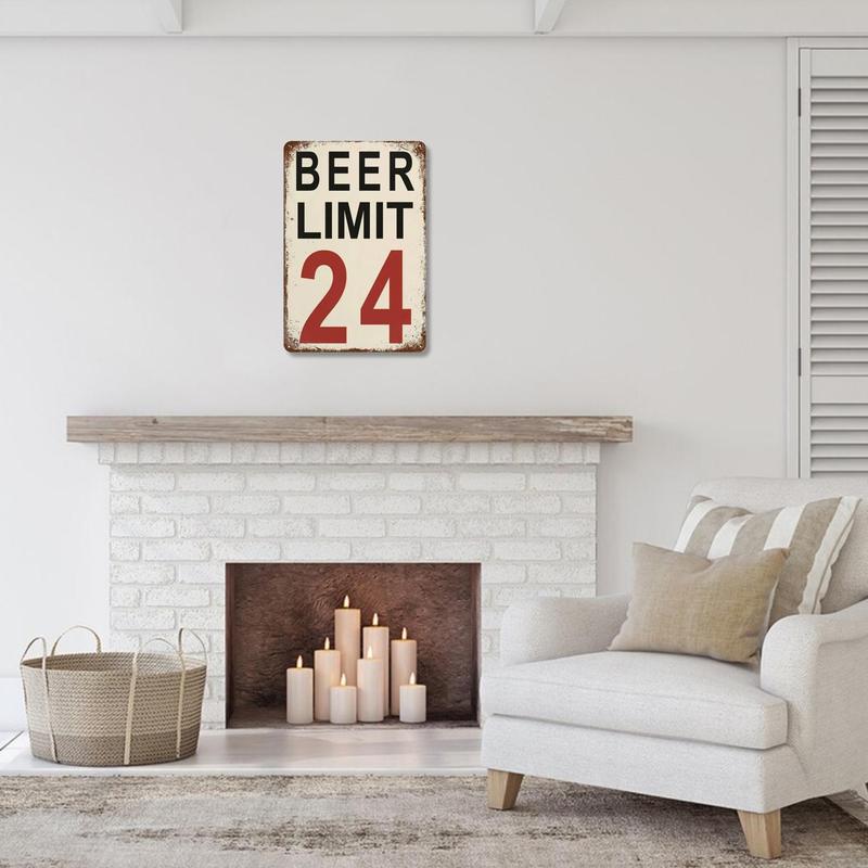 Beer Limit 24 Wall Art Sign, Vintage Iron Beer Themed Sign Wall Ornament, Home Kitchen Bar Shop Party Decor