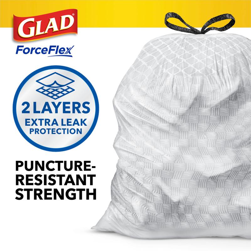 Glad ForceFlex Tall Kitchen Drawstring Trash Bags, 13 Gallon, Gain Lavender with Febreze Freshness, 40 Count