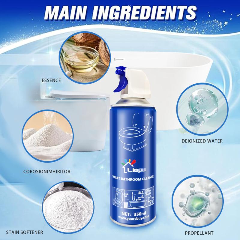 Liapu Toilet Bowl Cleaner eliminates 99.9% of bacteria, removes stains and dirt without double scrubbing, high-speed cleansing your bathroom in 30 seconds