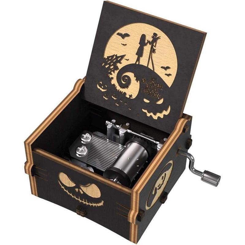 The Nightmare Before Christmas Music Box - Engraved Mini Wood Music Box Gift, Melody This is Halloween, Home Decor for Halloween Thanksgiving Christmas