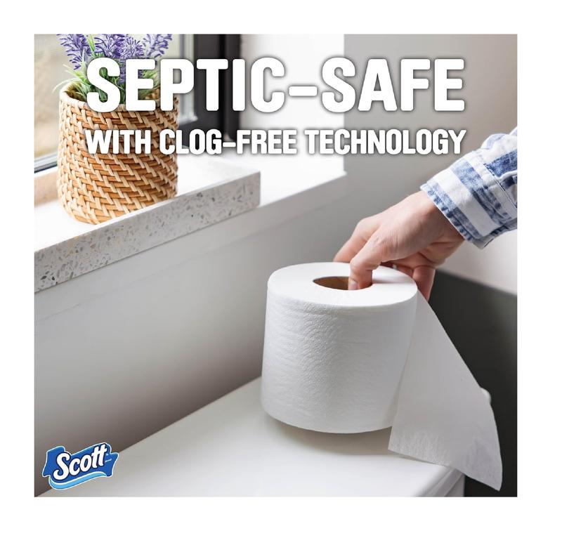 Scott 1000 Toilet Paper, 8 Rolls, Septic-Safe