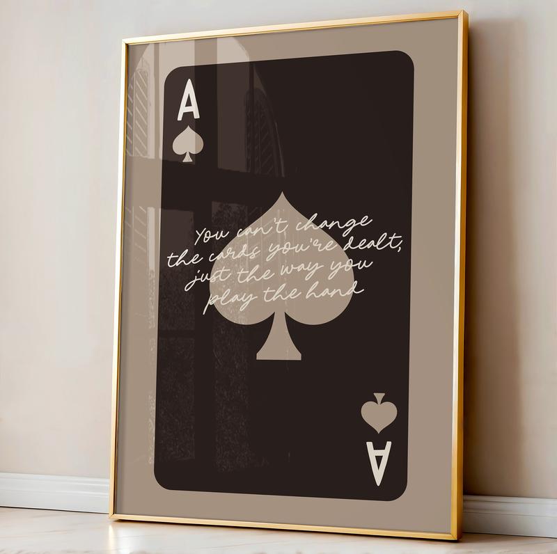 Ace Of Spades Print Trendy Dark Brown Aesthetic Spades Playing Card Poster Retro Bar Cart Art Decor Preppy Neutral Boho Apartment Decor