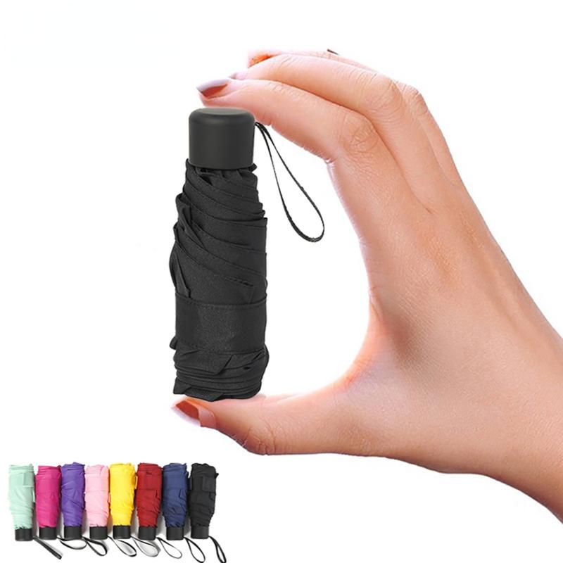 Small Folding Umbrella, Mini Pocket Waterproof Portable Travel Umbrella For Women Girls