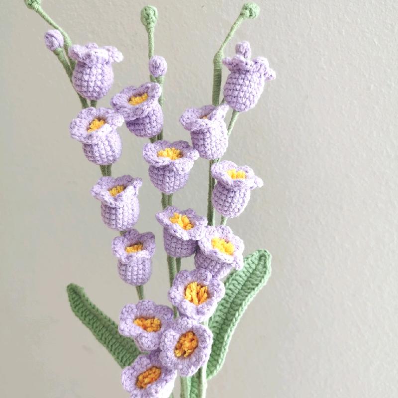 Dq&Dq single crochet flower+lily of valley+handmade flower+forever flower+birthday gift+creative gift+ Housewarming Present+graduation gift+beautiful flower+Bridal Shower Gesture + Marriage Proposal Gift+ Gift for Friends and Family Bouquet Decor