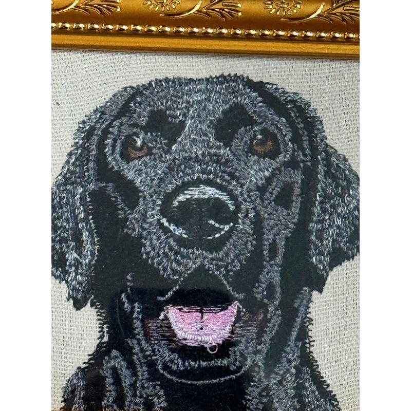 Black Labrador Retreiver Machine Embroidered and Framed!  Other Breeds and Designs Available!