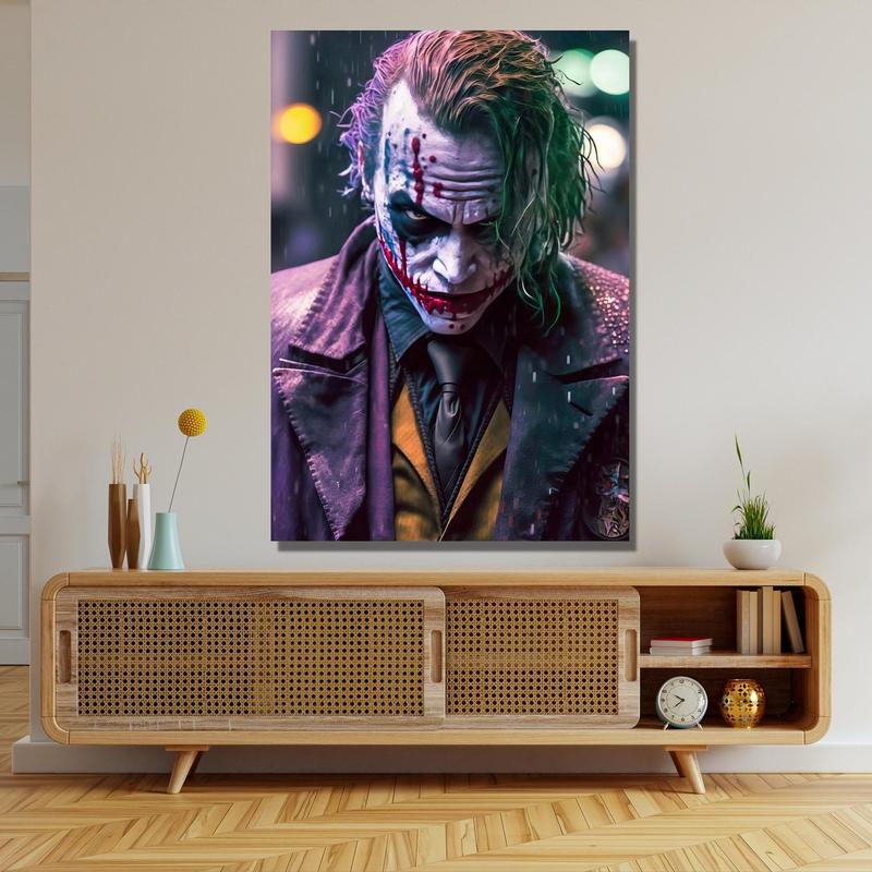 Joker Heath Ledger Ready To Han Poster, Joker Canvas Wall Art, Joker Painting Extra Large Wall Art Print Ornaments