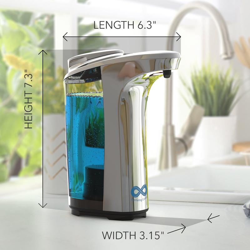 Touchless Automatic Soap Dispenser, Large Capacity 500ml Tank, Adjustable Soap Output Levels, LED Indicator Light, Rubber Base for Stability. Everlasting Comfort Hand Bottles  Pump