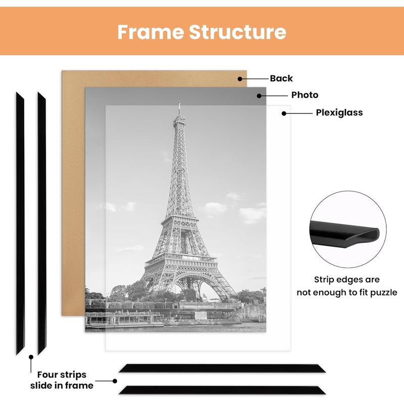 Upsimples 12X16 Frame Black 3 Pack, Picture Frames 12 X 16 for Horizontal or Vertical Wall Mounting - Slide-In Photo Frame Strips, Scratch-Proof Wall Gallery Poster Frame No Brand