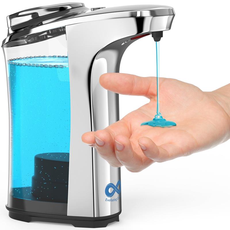 Touchless Automatic Soap Dispenser, Large Capacity 500ml Tank, Adjustable Soap Output Levels, LED Indicator Light, Rubber Base for Stability. Everlasting Comfort Hand Bottles  Pump