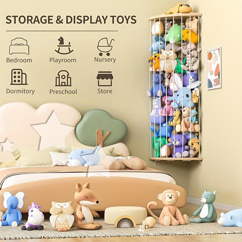 Adjustable Height Plush Animal Toy Storage Rack, 1 Count Cute Hanging Item Storage Rack, Wall & Corner Animal Storage Rack for Living Room Bedroom