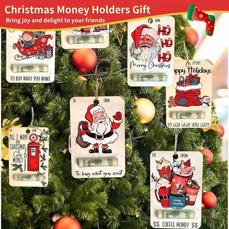 Christmas Money Holder, 7 Counts set Cute Cartoon Pattern Money Holder, Fun Creative Money Gift for Friend & Family, Merry Christmas Decorations