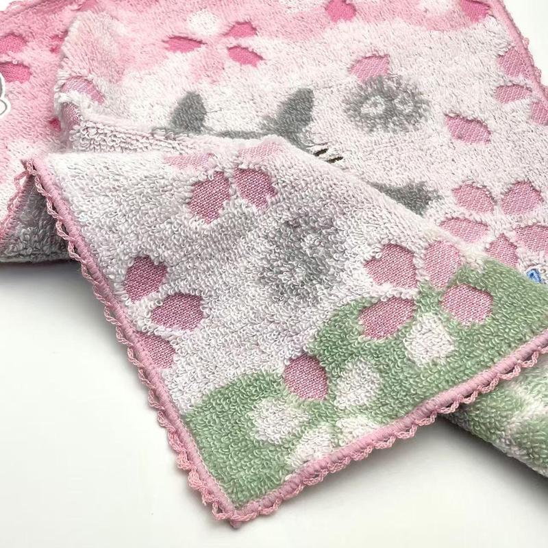 Cotton Embroidery Designed Towel for Bathroom Gym Kitch as Hand Towel or Coaster Pink Cherry Blossom