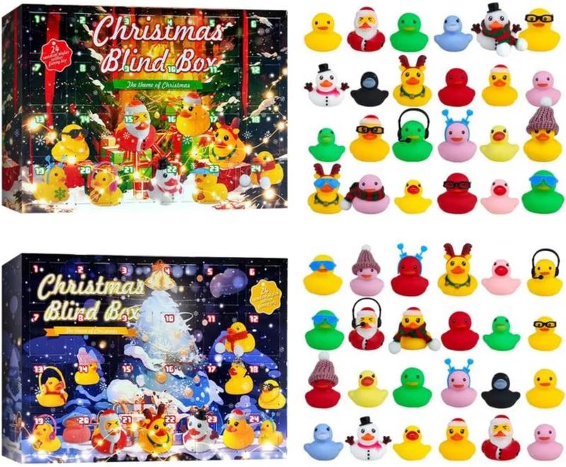 Christmas Countdown Blind Box, 1 Box Random Cute 24 Grid Duck Christmas Gift Box, Party Favors for Christmas, Party Gifts for Friends, Family,Classmates,Teachers,Christmas Advent Calendar