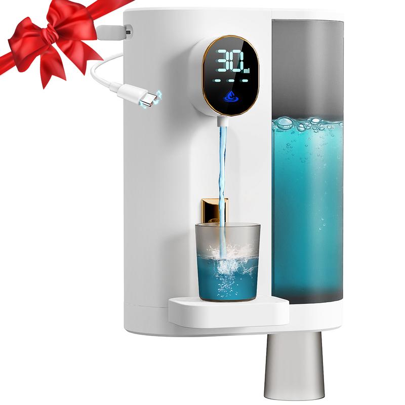 Oylik Automatic Mouthwash Dispenser for Bathroom,20.3 Fl Oz Mouth Wash Dispenser with 2 Magnetic Cups,4 Levels and LED Screen, Electric Smart Mouthwash Dispenser for Kids Adults-White Adjustable