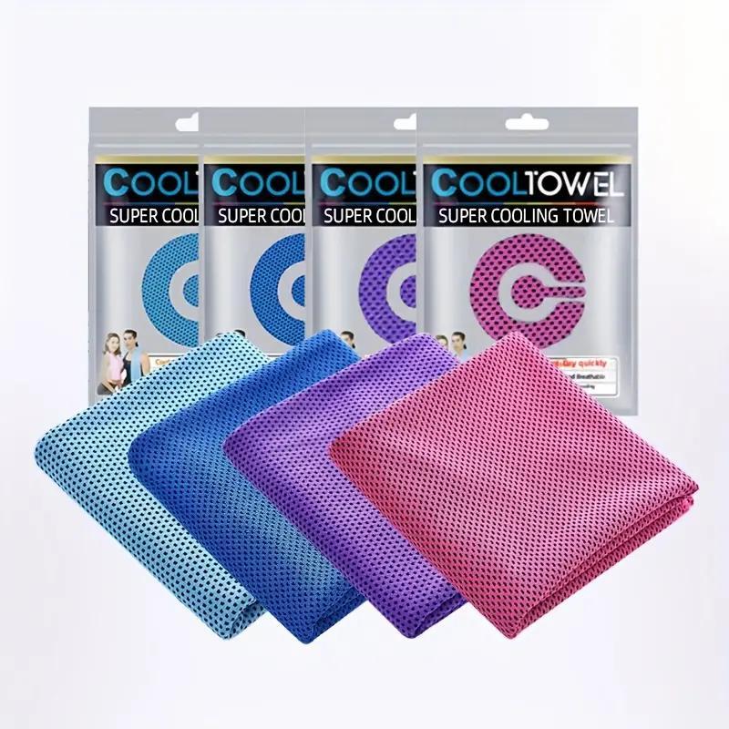 Cooling Towel, 4 Counts Soft Breathable Sports Towel, Quick-drying Towel for Outdoor, Gym, Yoga, Exercise, Camping, Fitness, Running