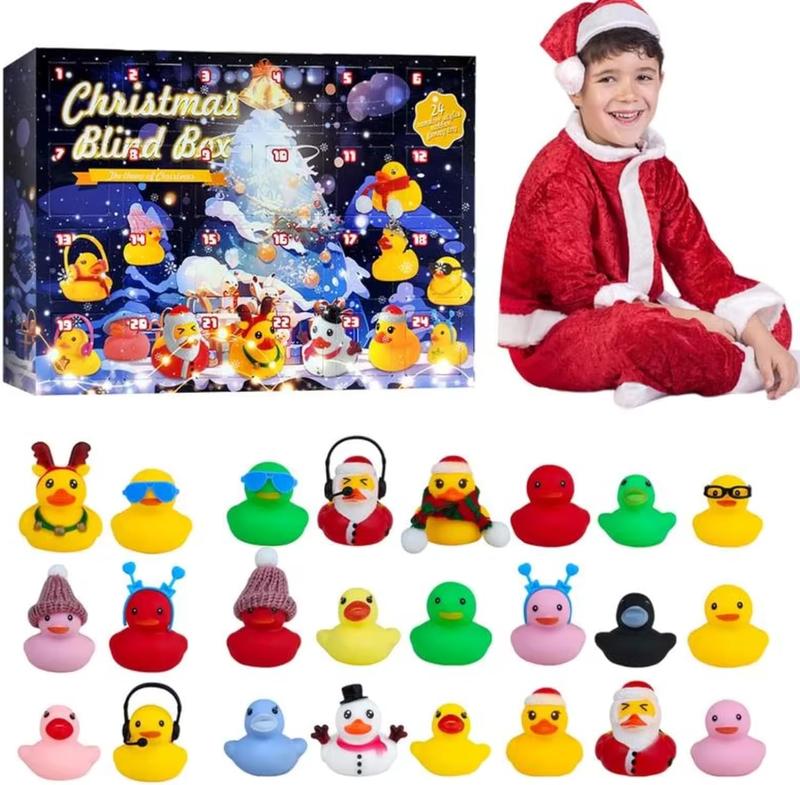 Christmas Countdown Blind Box, 1 Box Random Cute 24 Grid Duck Christmas Gift Box, Party Favors for Christmas, Party Gifts for Friends, Family,Classmates,Teachers,Christmas Advent Calendar