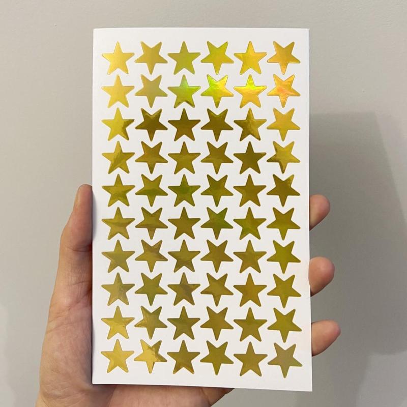 Star Pattern Sticker, 5pcs Self Adhesive Decor Paper, Decor Sticker for DIY Gift Greeting Card Water Bottle Laptop Phone, Journaling Supplies, School Supplies