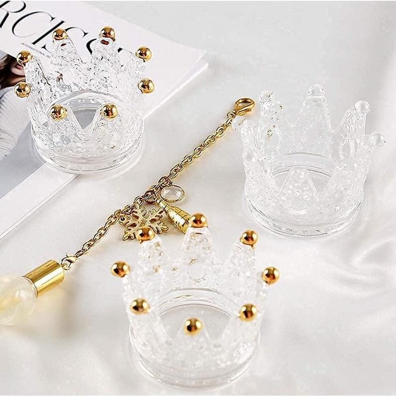 Votive Candle Holders Set of 6 Crown Glass Tealight Candle Holder for Wedding, Party and Home Decor (Gold Tips)