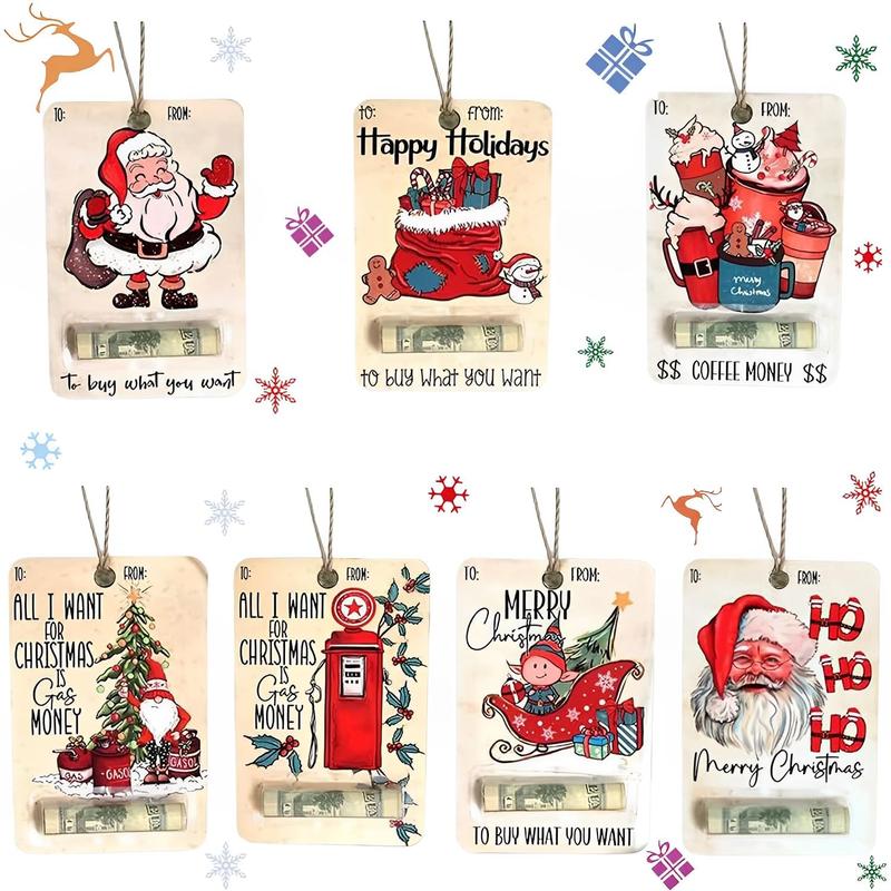 Christmas Money Holder, 7 Counts set Cute Cartoon Pattern Money Holder, Fun Creative Money Gift for Friend & Family, Merry Christmas Decorations